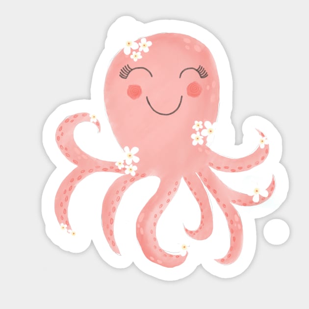 Cheerful Cute Pink Octupus Sticker by RuthMCreative